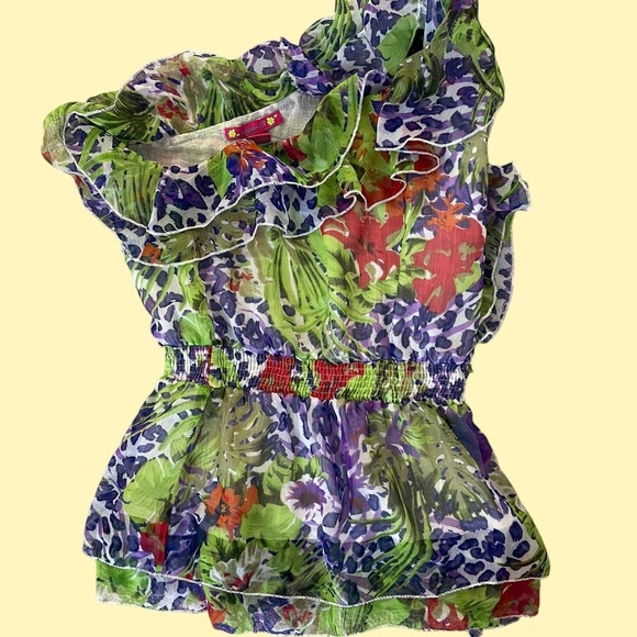 Floral Ruffle One-Shoulder Top - Picture 4 of 5